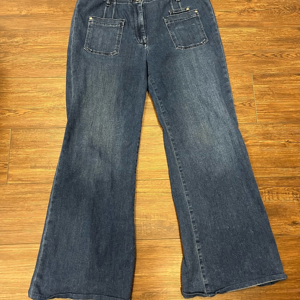 Anthropologie Maeve Blue Flare Jeans with Wide Leg